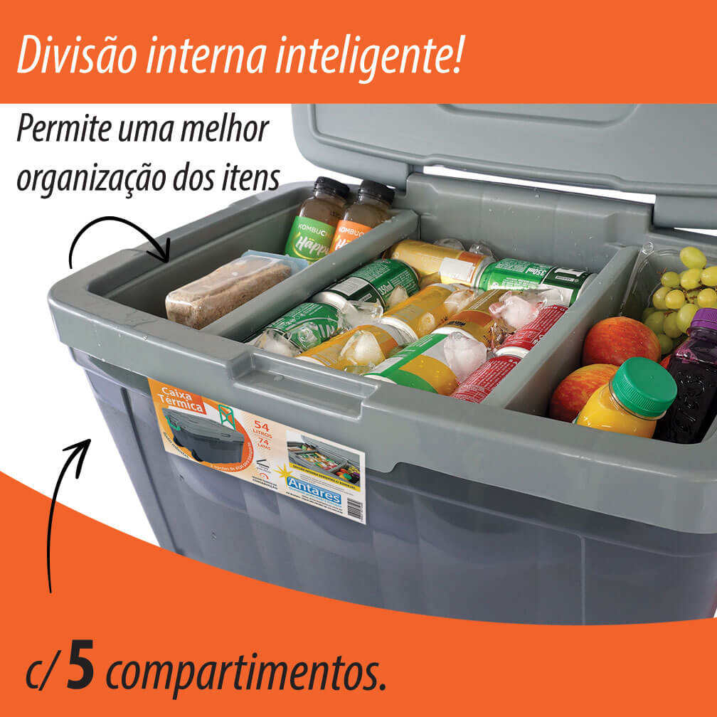 Caixa Térmica CROSS 54 Litros c/rodas maiores - Antares Plásticos