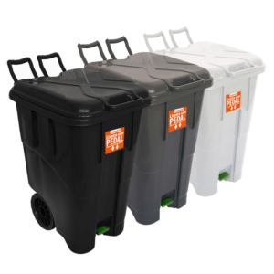 Lixeiras coletoras COM PEDAL 90 litros - preto cinza e branco