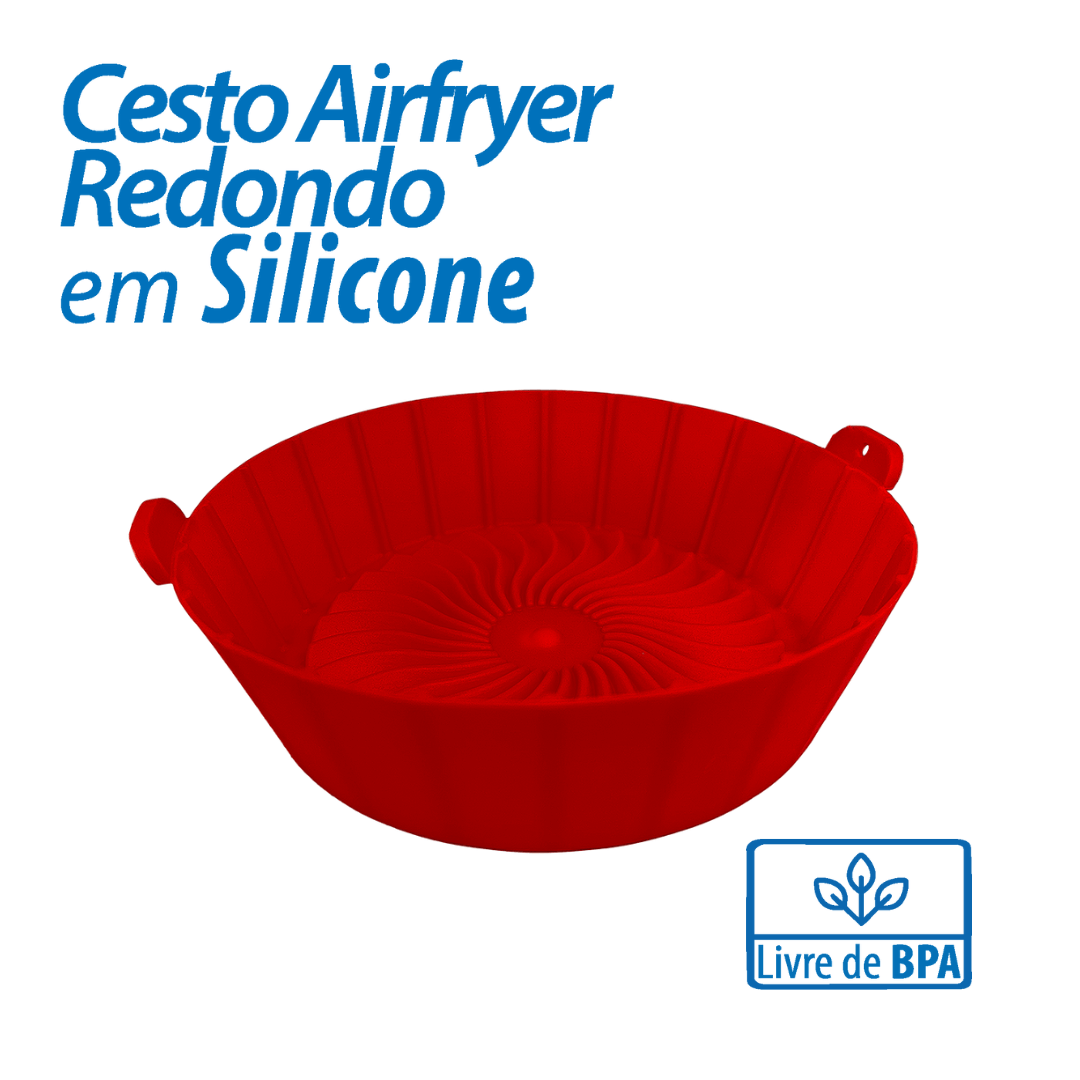 Cesto de airfryer redondo em silicone