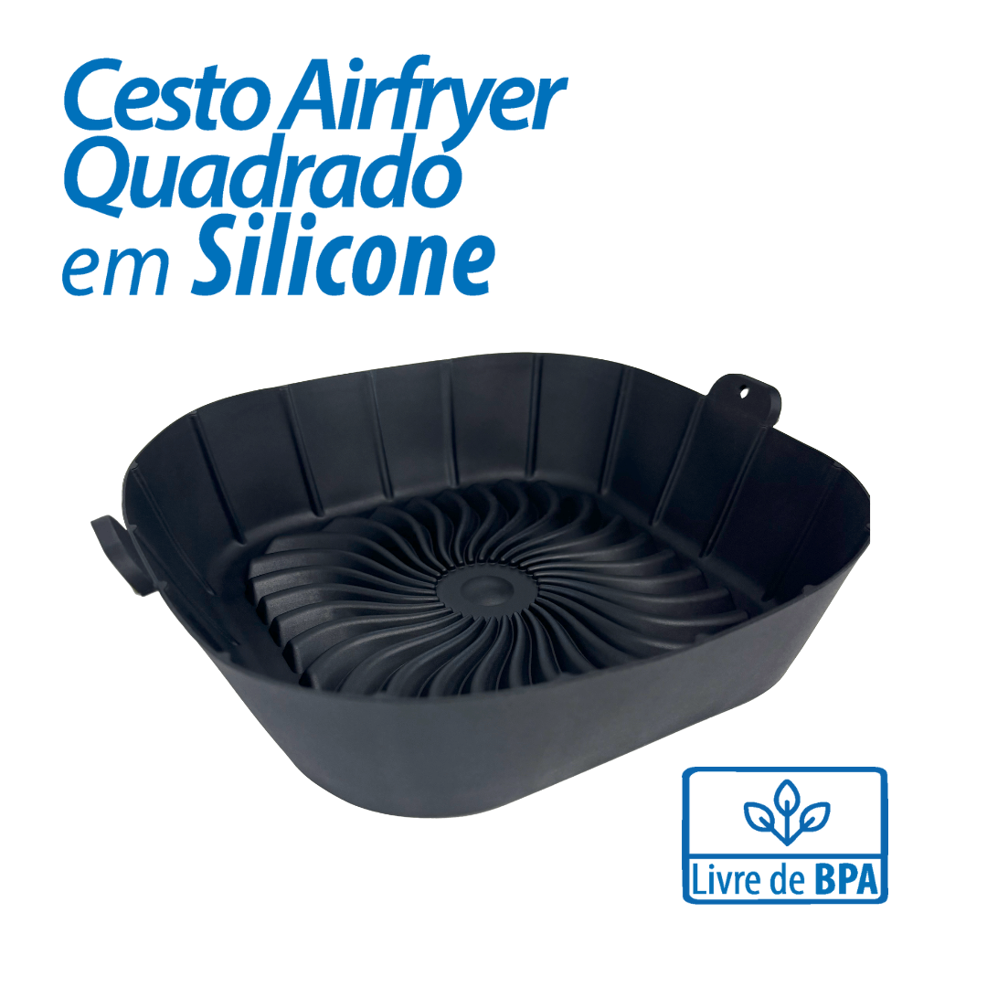 Cesto airfryer quadrado em silicone